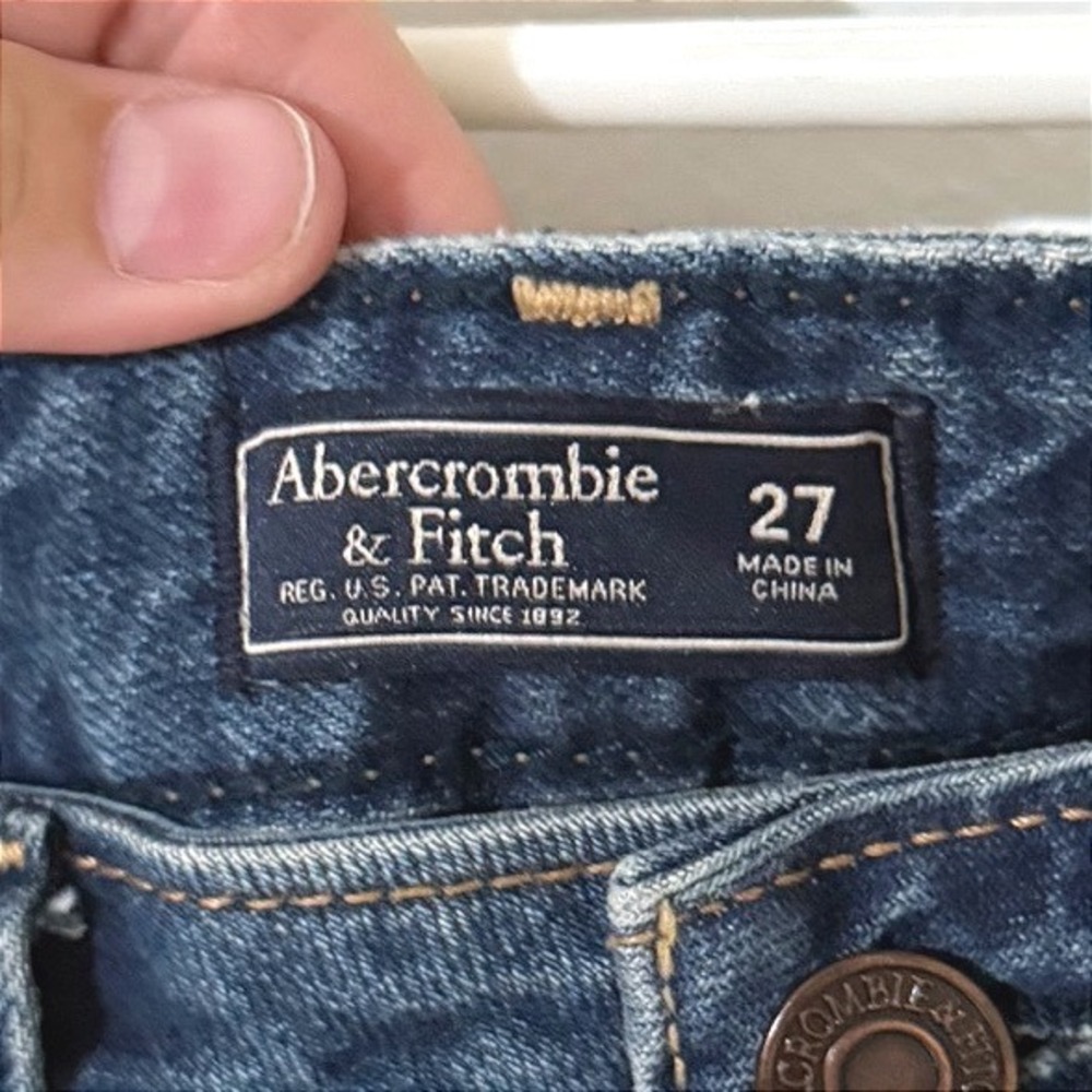 Vintage Abercrombie & Fitch Womens Medium Wash Raw Hem Denim Mini Skirt Size 27 - Picture 4 of 4